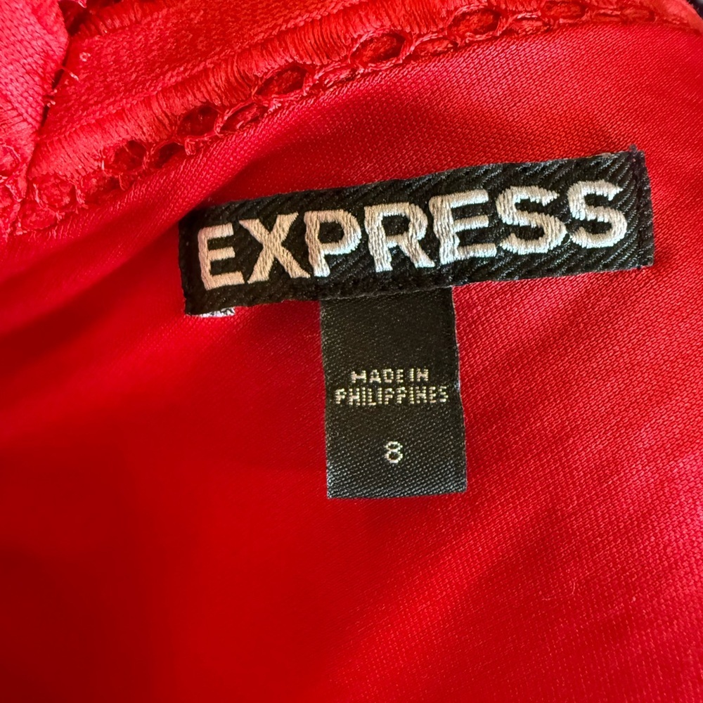 Express Red Textured Mini Dress - Picture 2 of 5